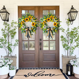 CHvista 24-inch wreath on door creates warm entryway