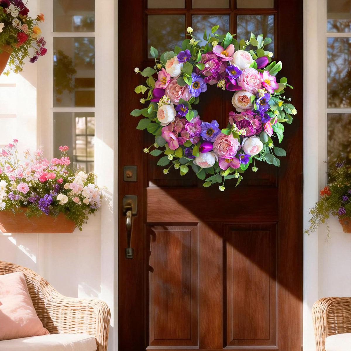 CHvista front door setup showcasing bold 24-inch wreath size