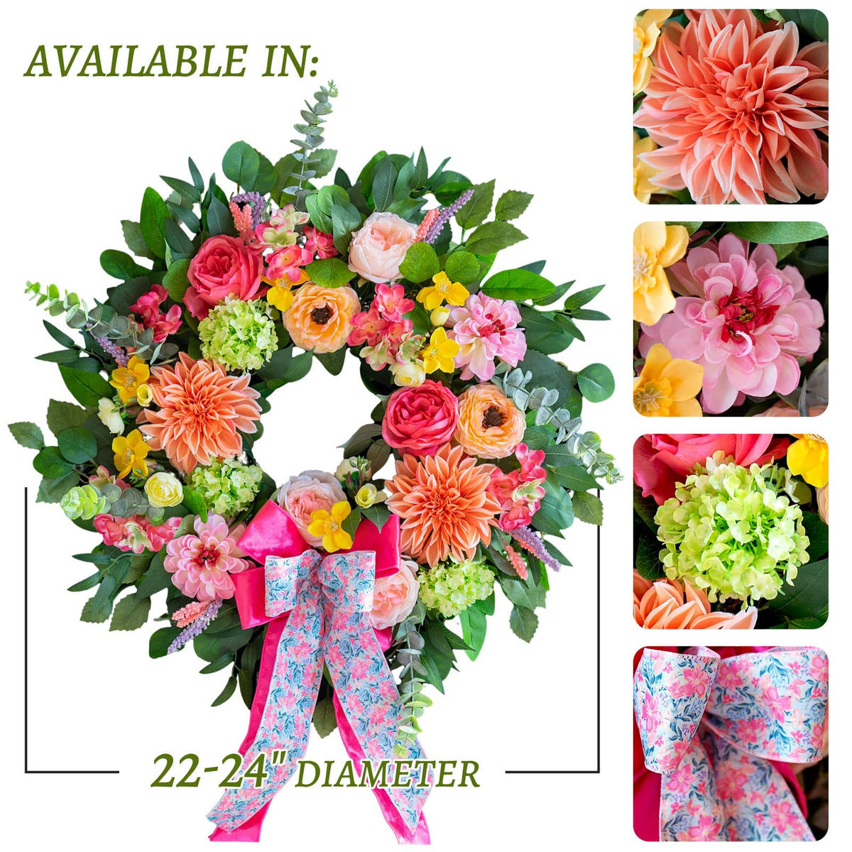 CHvista grapevine base wreath 24 inch provides sturdy full shape