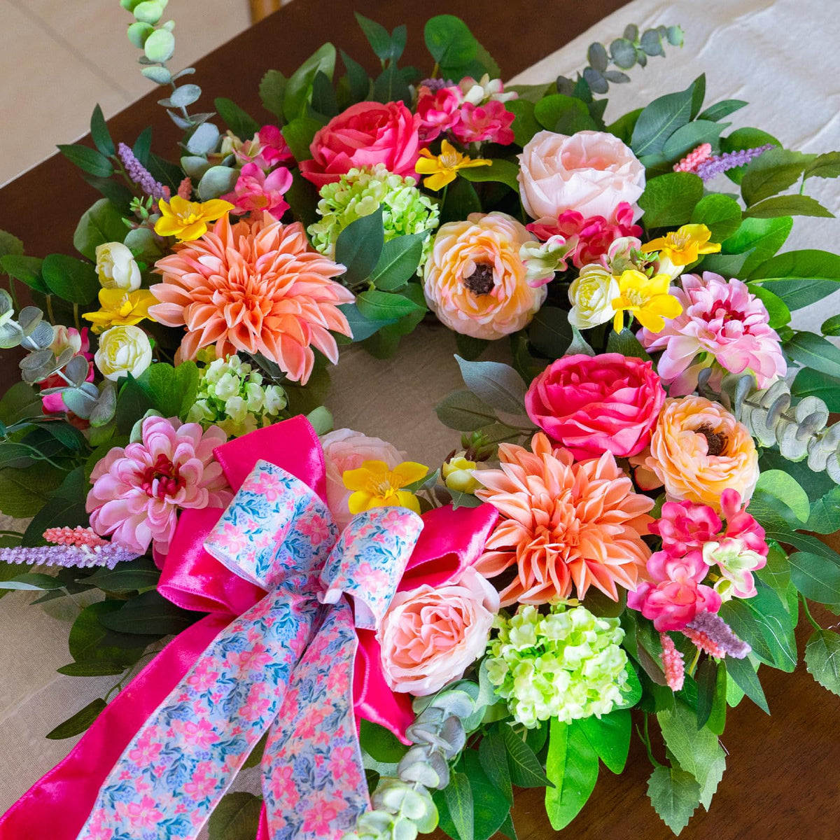 CHvista premium silk flower wreath for long lasting color and low maintenance