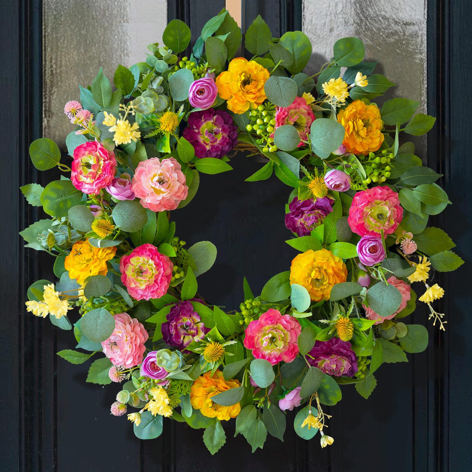 CHvista spring wreath for front door 24inch – vibrant outdoor welcome.