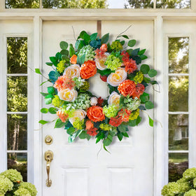 CHvista green hydrangea wreath brings fresh color to porch or wall