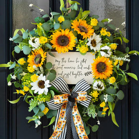 CHvista Sunflowers on a 24-inch wreath for a welcoming front door