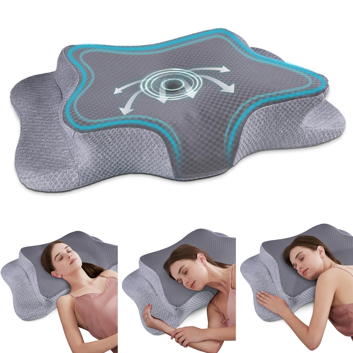 CHxxy cervical neck pillow front view showing ergonomic support for the neck