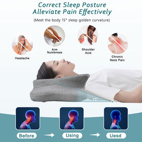 CHxxy cervical neck pillow side view highlighting contour shape for comfort