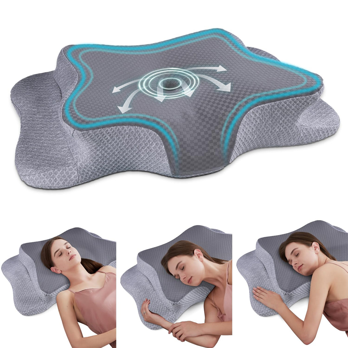 CHxxy cervical pillow hollow contour supports neck alignment for restful sleep