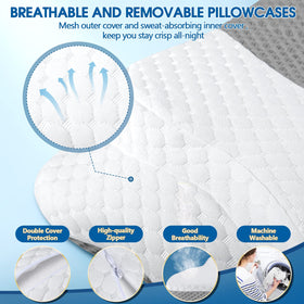 CHxxy cervical pillow king-size gray view offers ample space for back or side sleepers