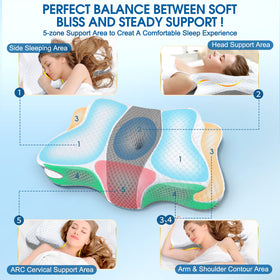 CHxxy cervical pillow memory foam core adapts to sleeping posture