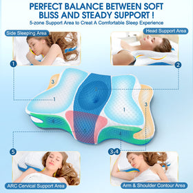 CHxxy memory foam pillow double-height sides offer customizable comfort.