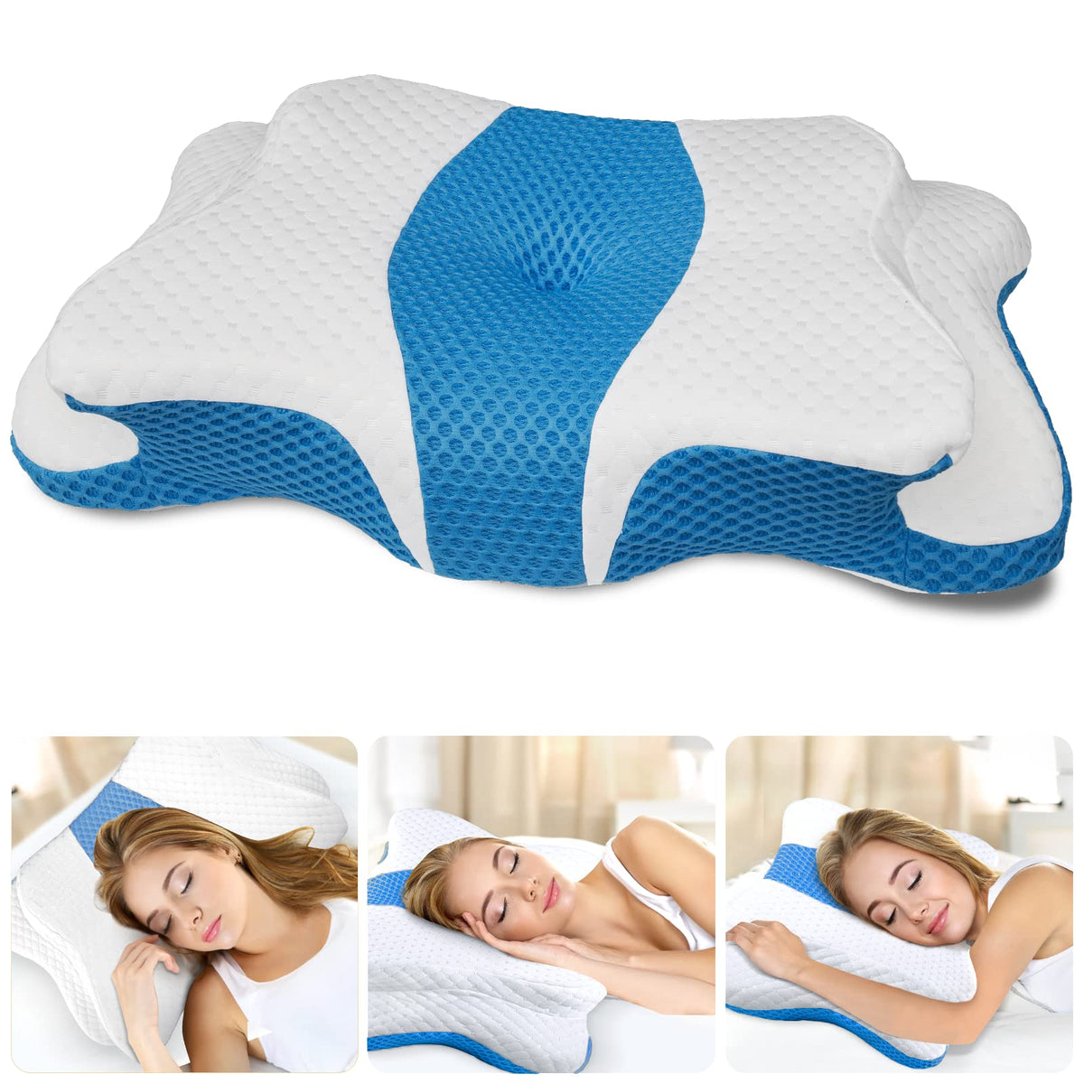 CHxxy memory foam pillow neck contour supports alignment for side and back sleepers.