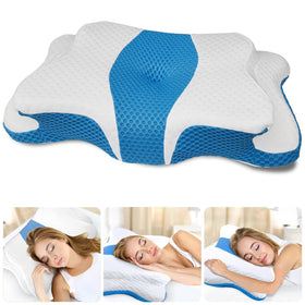 CHxxy memory foam pillow neck contour supports alignment for side and back sleepers.