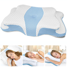 CHxxy memory foam pillow neck contour supports proper neck alignment.