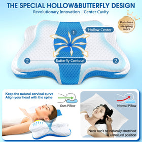 CHxxy memory foam pillow neck massage point eases neck muscles during rest.
