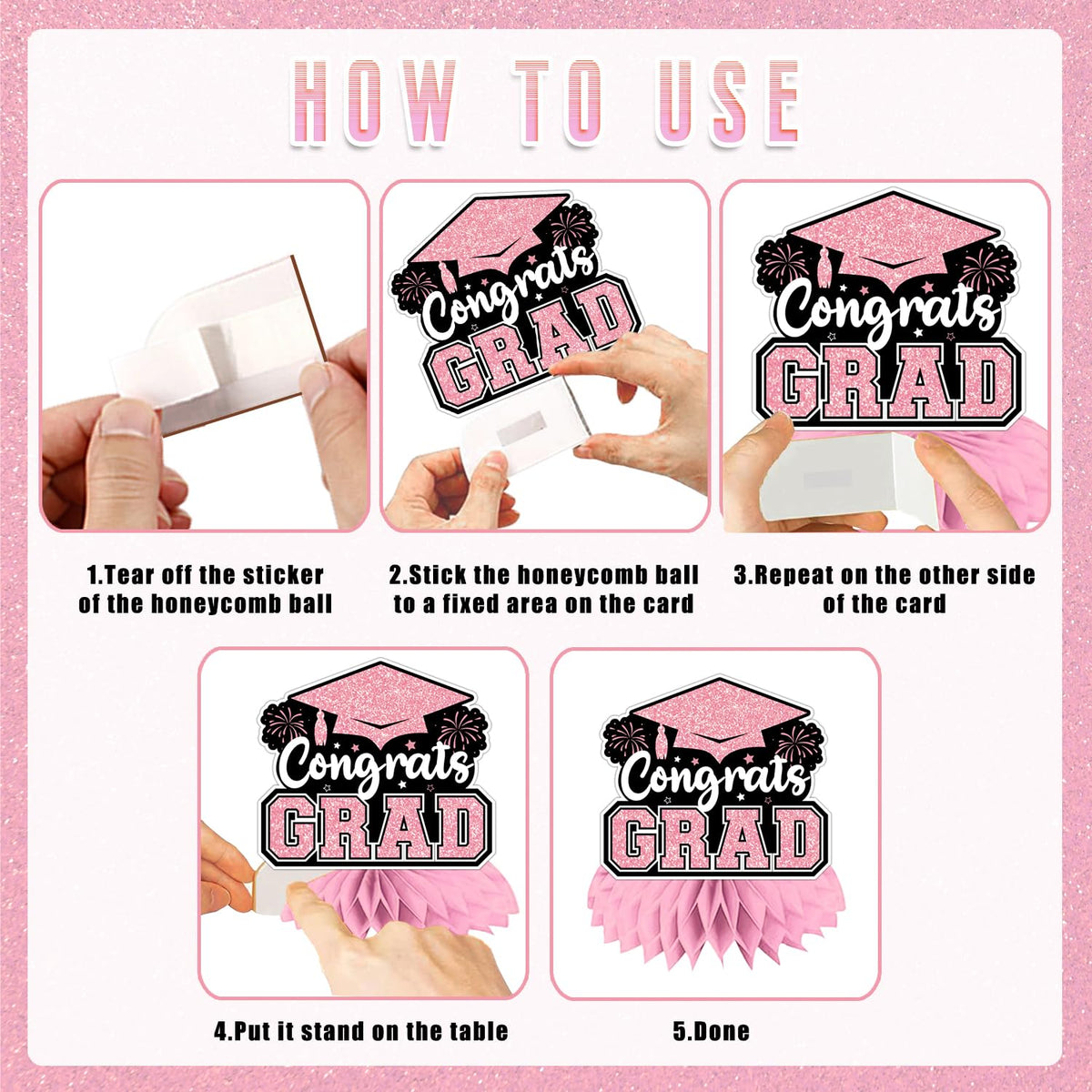 CHYAGCLT pink glitter decor set ideal for photo booths and portraits
