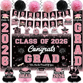 CHYAGCLT pink graduation banner for Class of 2026 photo moments