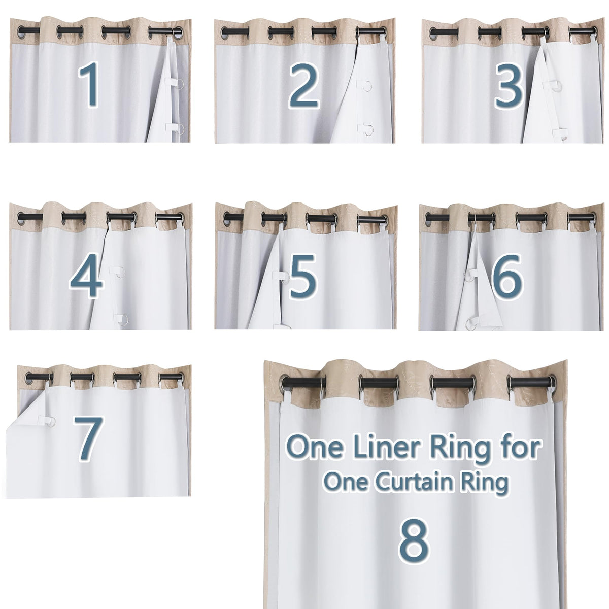 Chyhomenyc liner hanging options with grommets demonstrates versatile curtain compatibility