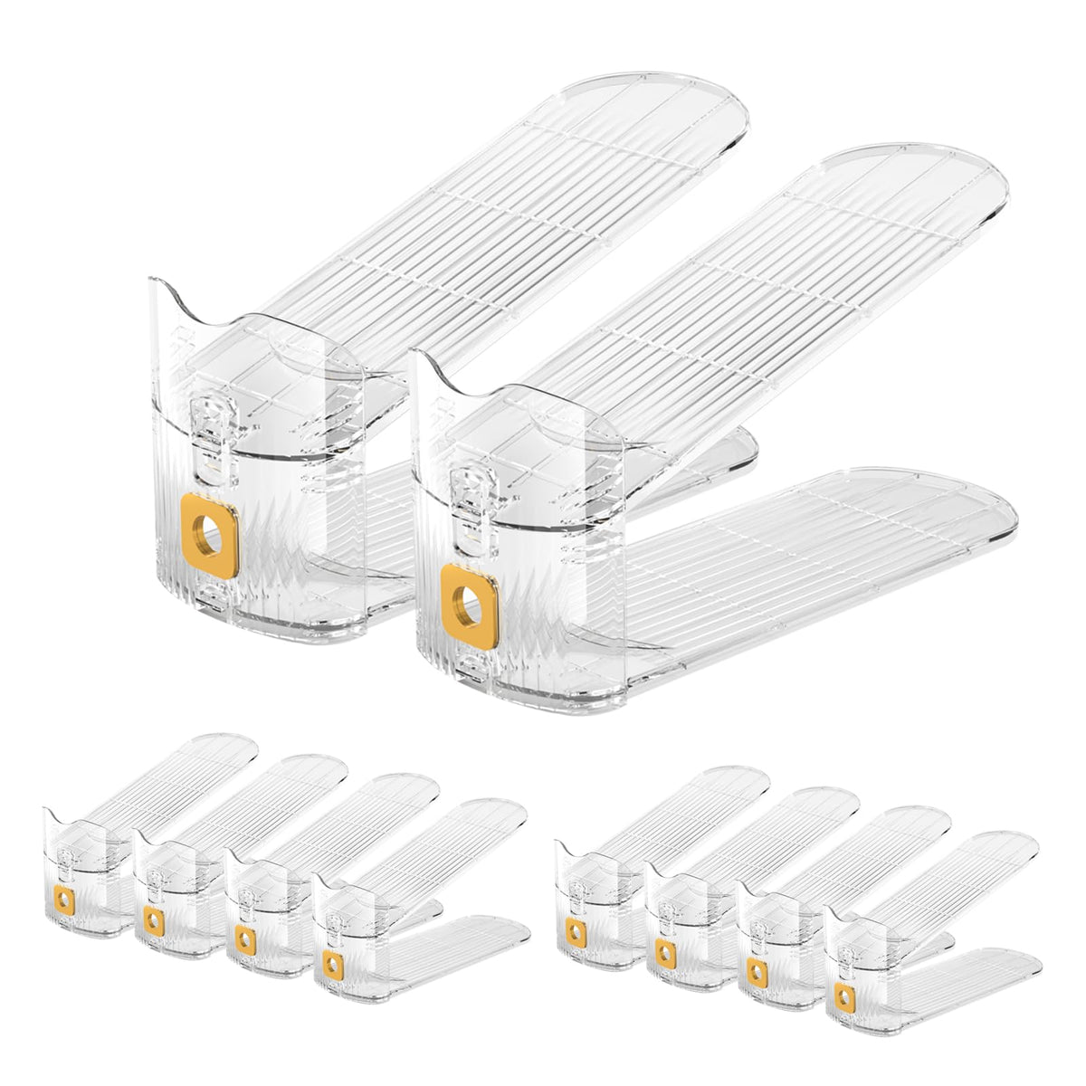 CiBiZi shoe slots 10-pack in clear design for easy closet organization and quick access.