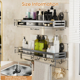 CIBOTIES five hooks on the caddy keep razors and sponges organized.
