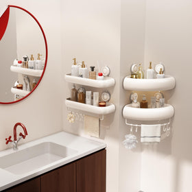 CICUFY storage caddy with removable hooks and towel bar for towels.