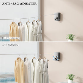 CICUFY anti-sagging adjuster keeps clothes evenly spaced while drying.