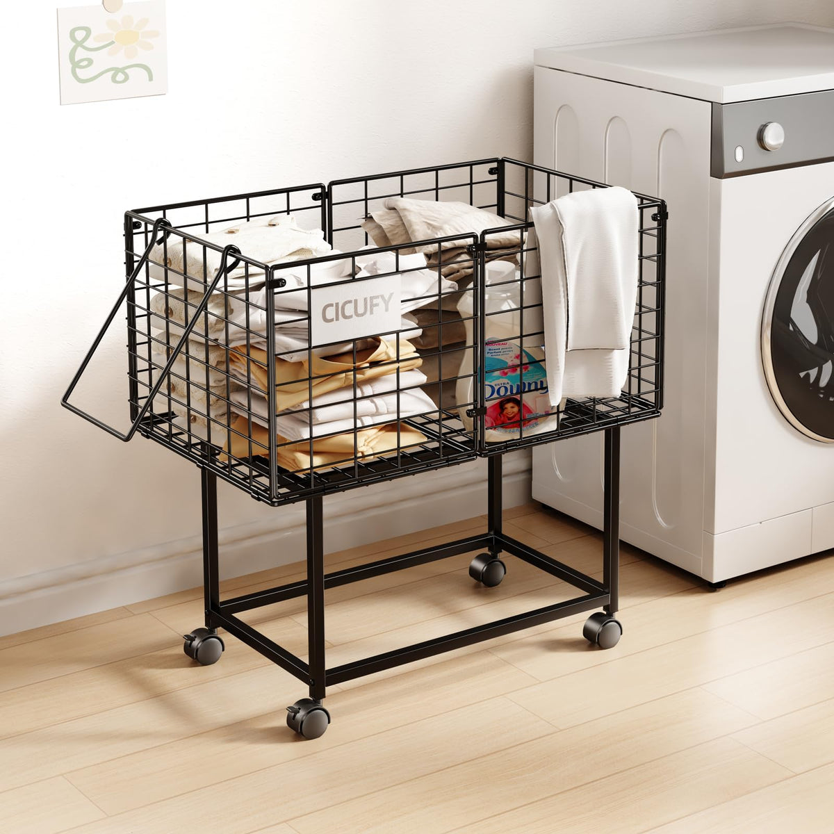 CICUFY rolling laundry cart 80L for easy sorting and transport