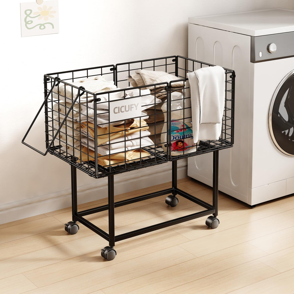 CICUFY rolling laundry cart 80L for easy sorting and transport