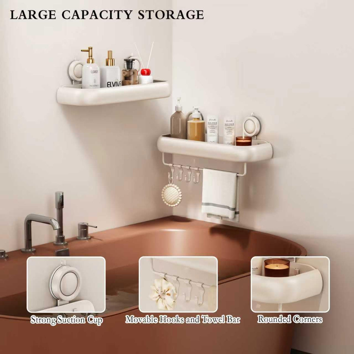 CICUFY suction caddy demonstrates 40-lb load capacity.