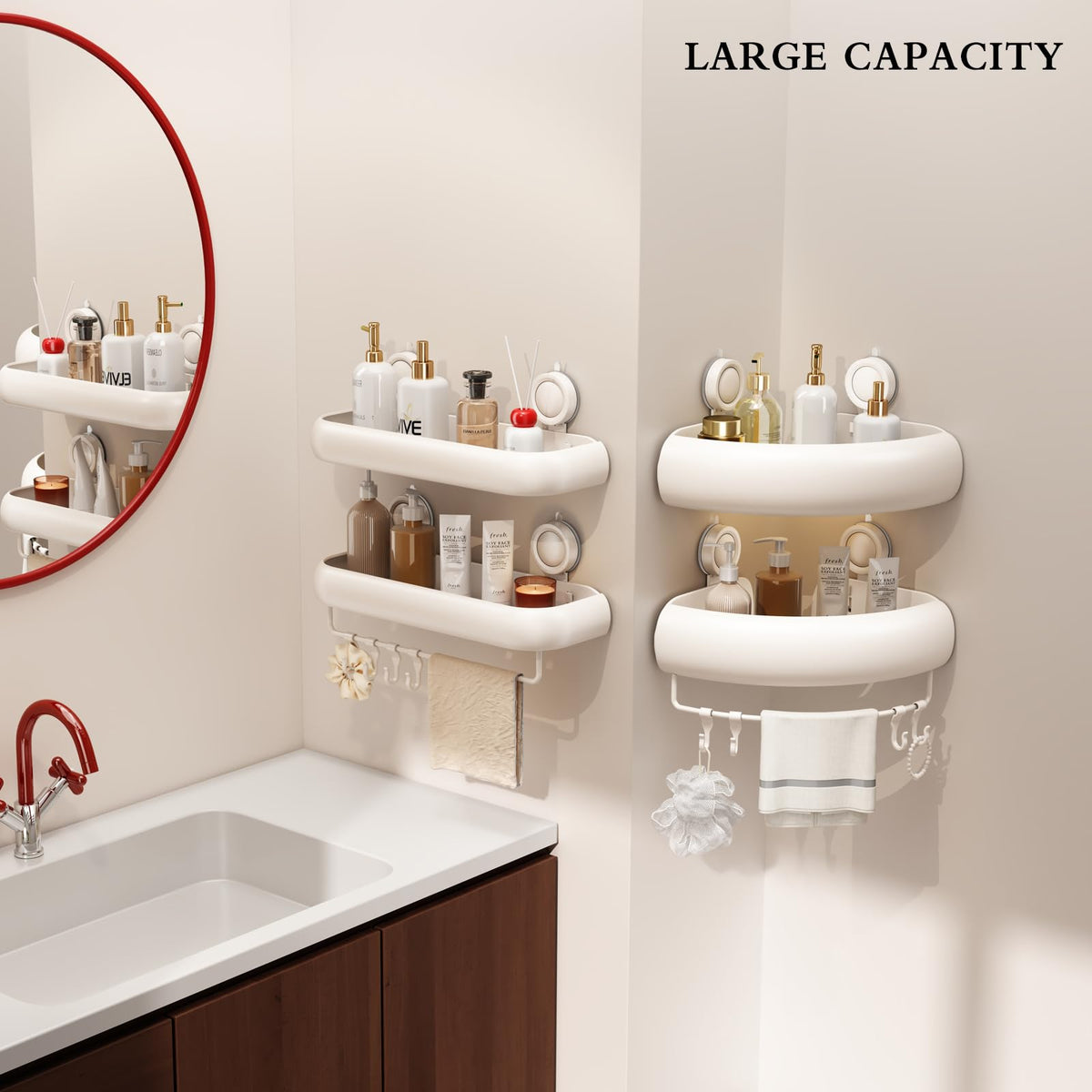 CICUFY thickened aluminum caddy resists rust for long-lasting bathroom use.