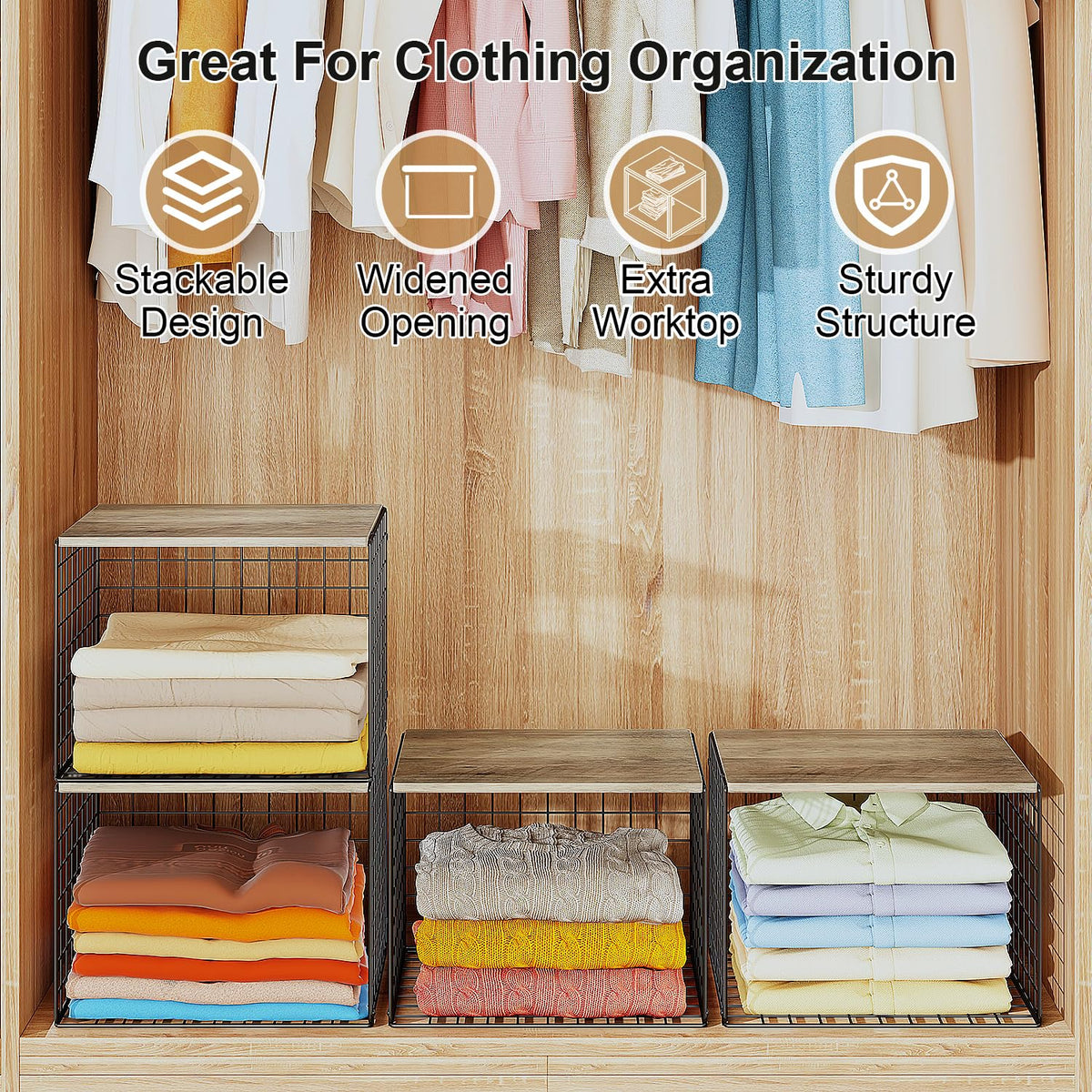Cidaziya 15.7-inch wide wood-top closet organizer for bulky garments.