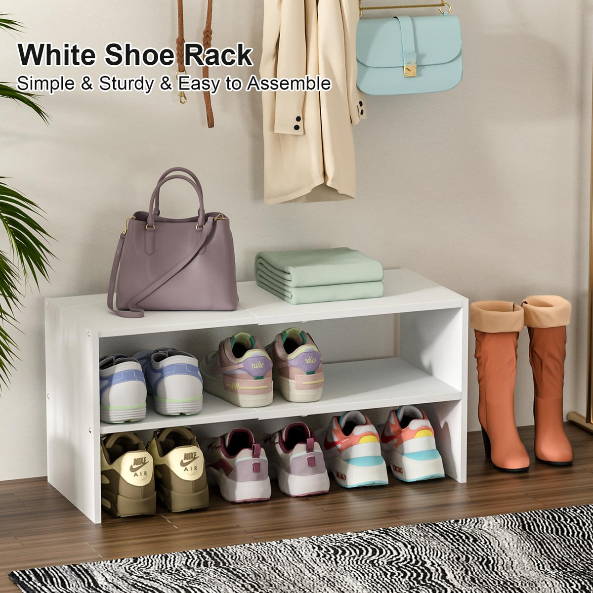 Cidaziya 2-pack white shoe rack holds 12–24 pairs for organized entryways.