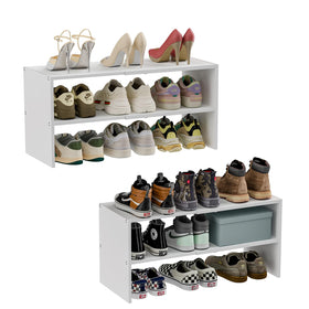 Cidaziya expandable two-tier shoe rack for closets, saving space.