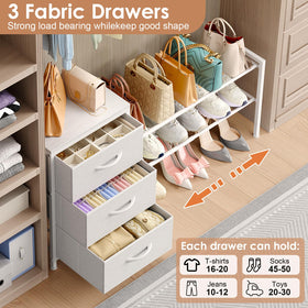 Cidaziya expandable shoe rack extends to hold shoes and bags.
