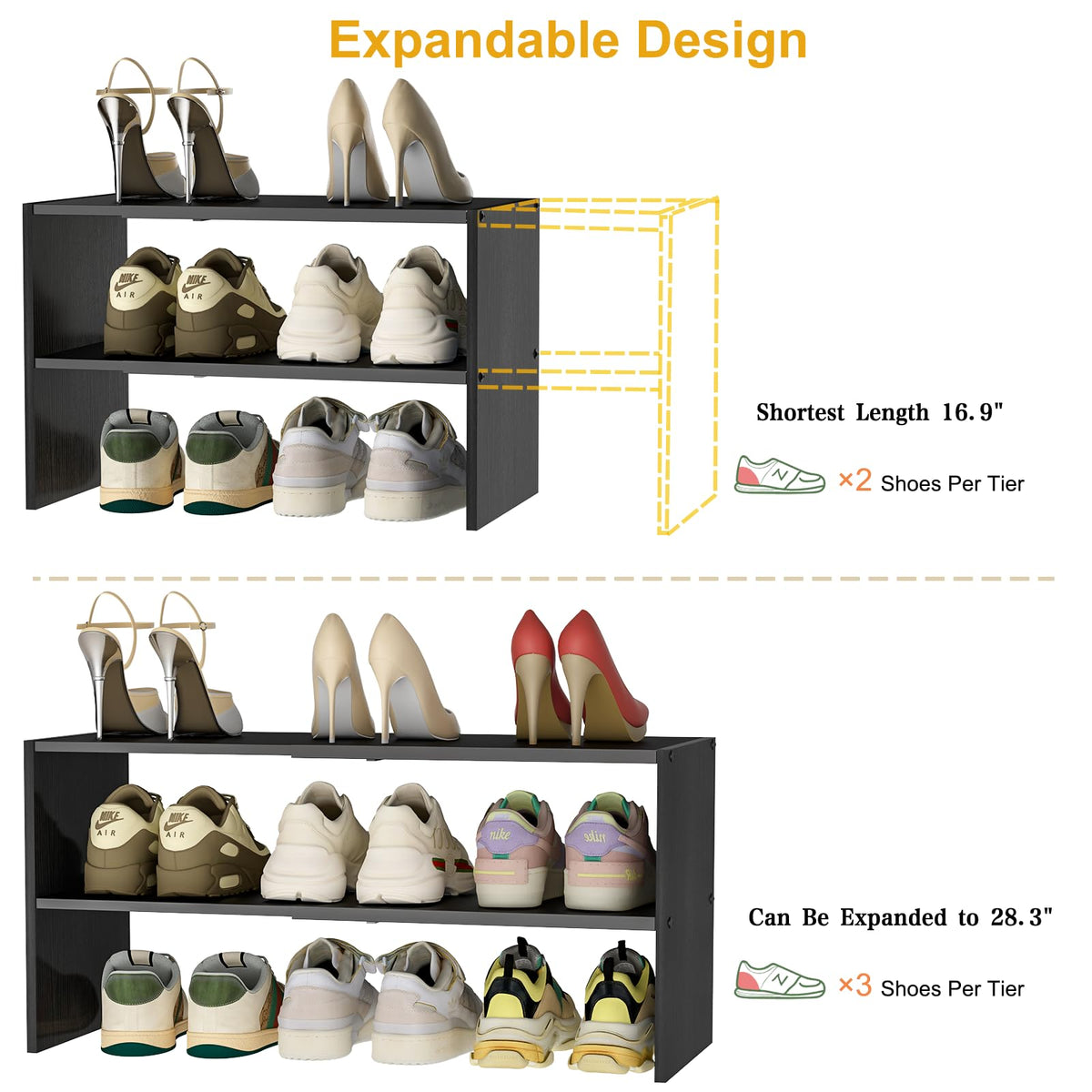 Cidaziya black shoe rack adds modern style to storage