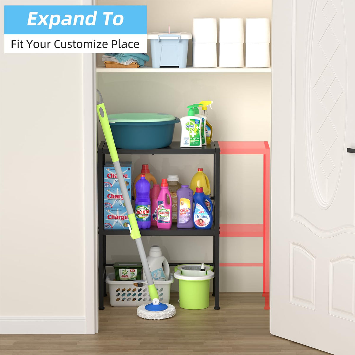 Cidaziya pantry storage solution maximizes vertical space for canned goods.