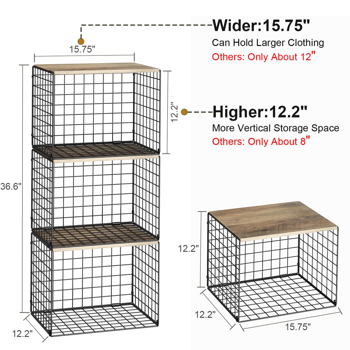 Cidaziya stackable closet shelf with see-through design for quick access.