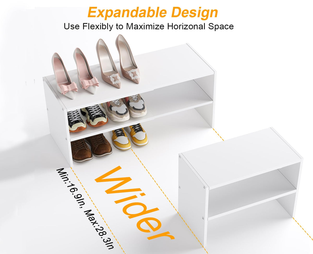 Cidaziya stackable iron wood shoe rack shows strong construction