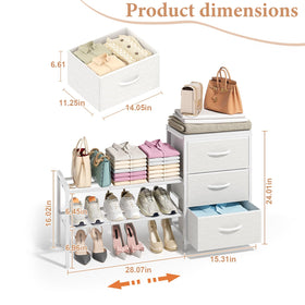 Cidaziya three fabric drawers store seasonal outfits and small items.