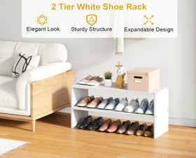 Cidaziya two-tier expandable shoe shelf extended to fit a tight space