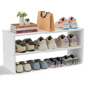Cidaziya white shoe rack organizer in closet keeps pairs neatly organized