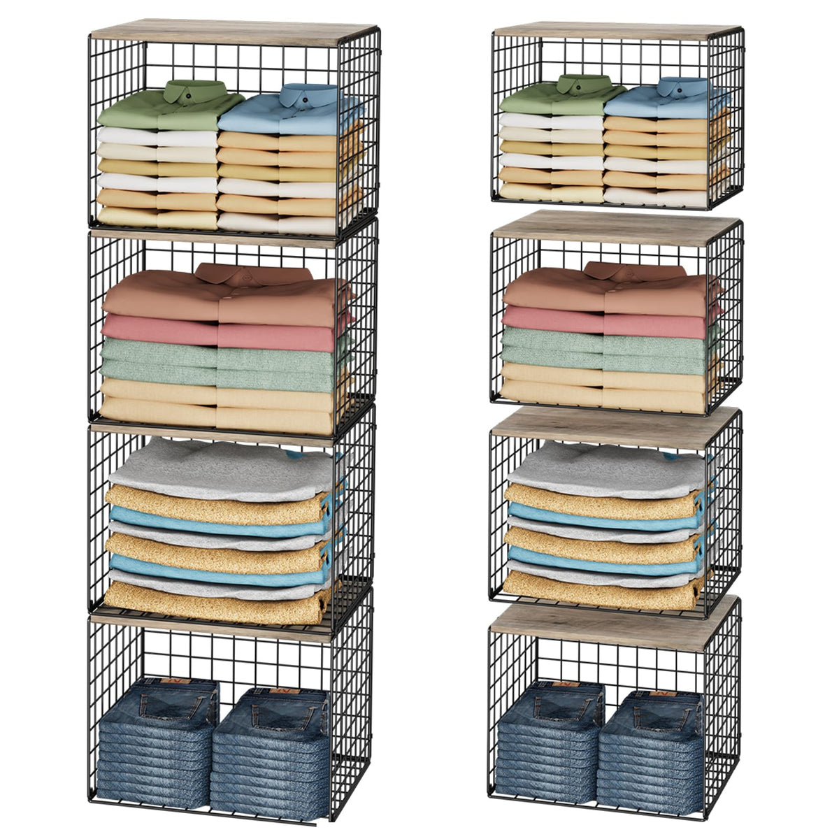 Cidaziya wide closet organizer with top board for easy access to sweaters.