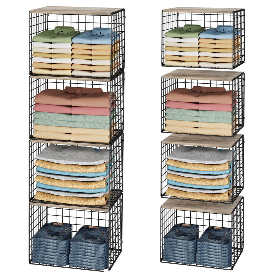 Cidaziya wide closet organizer with top board for easy access to sweaters.