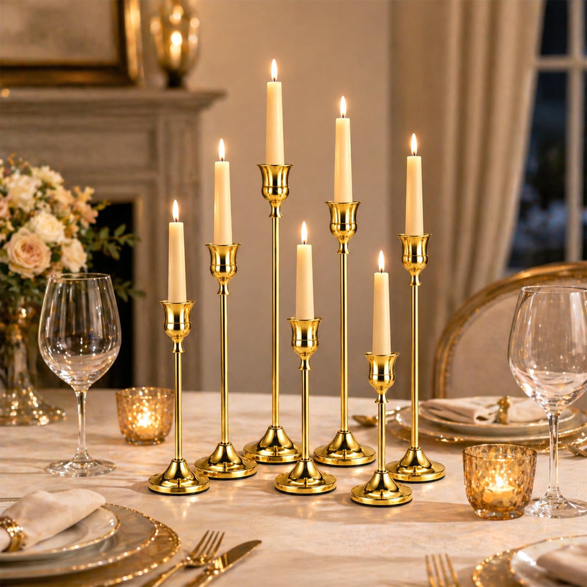 Cieex gift-ready packaging for brass gold candle holders set of 12