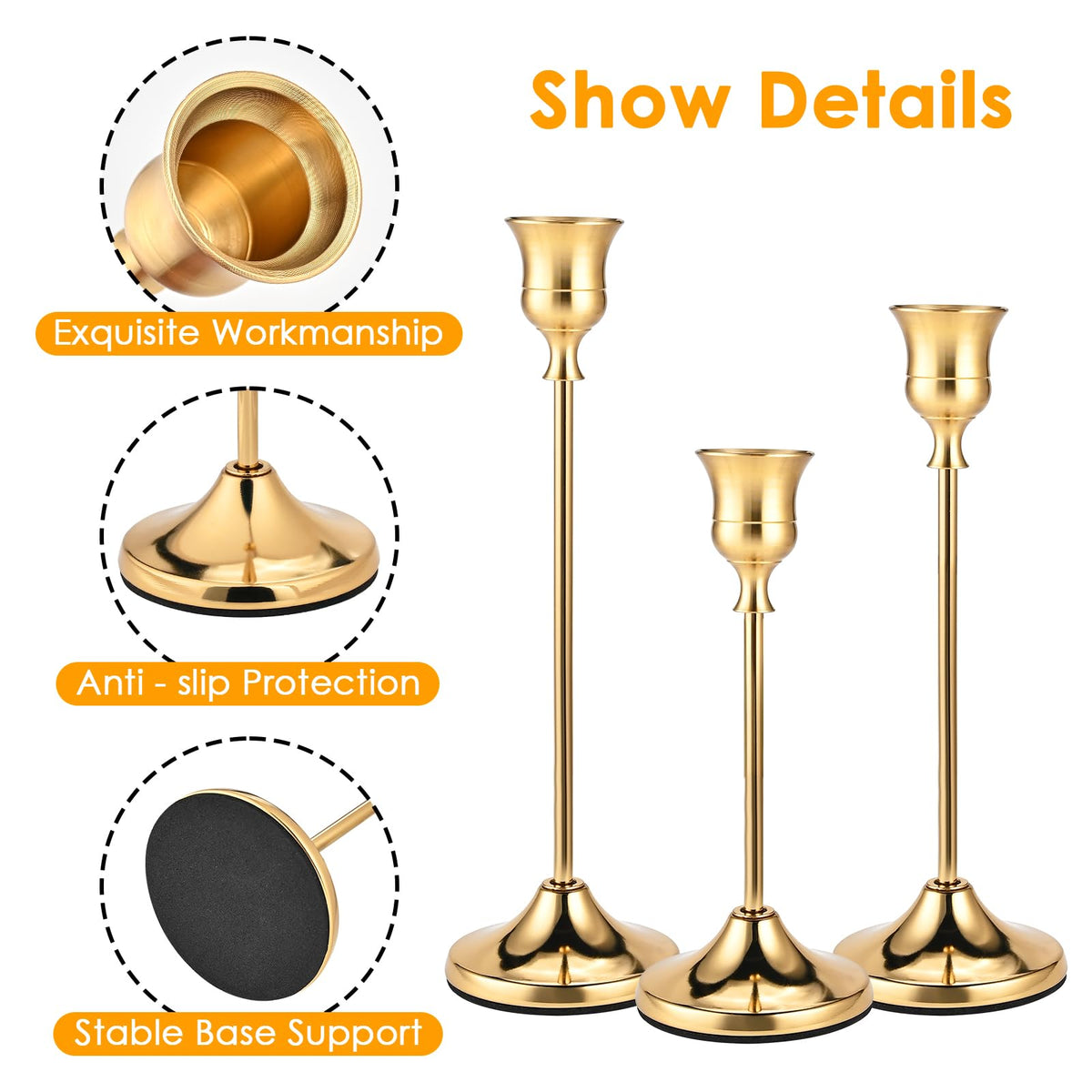 Cieex candle holders with weighted base for stable candlelight on tabletops