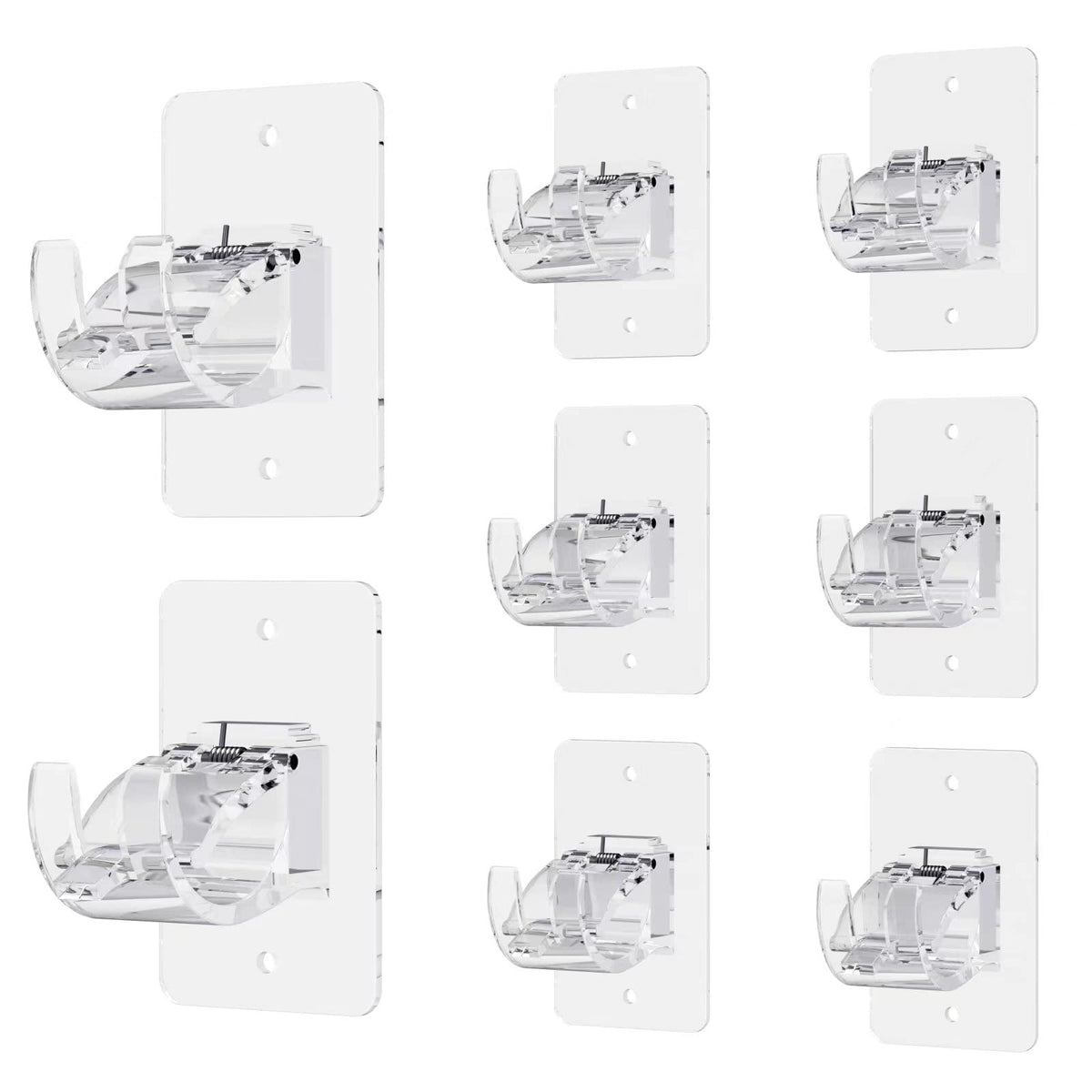 CIEMGNZOC 8PCS curtain bracket set ready for no-drill mounting on smooth surfaces.