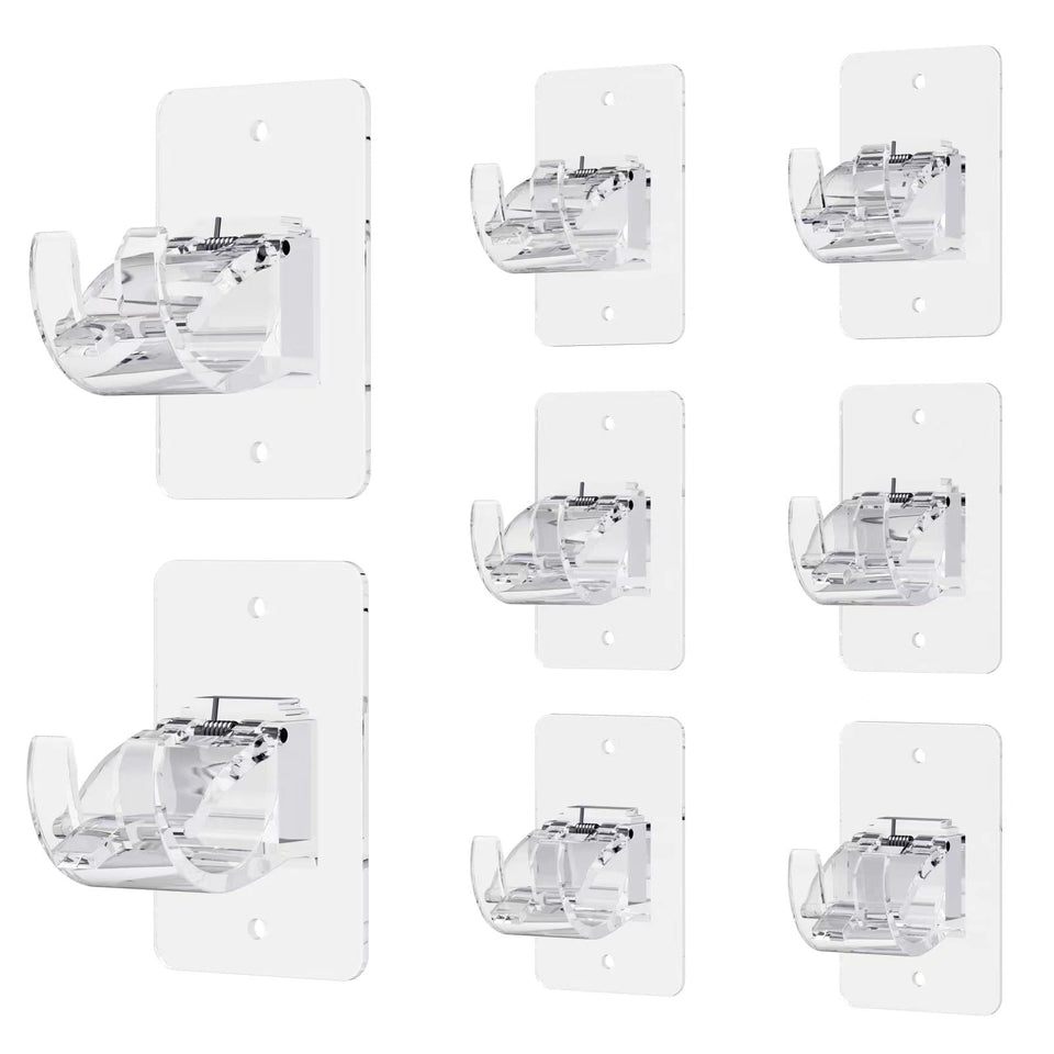 CIEMGNZOC 8PCS curtain bracket set ready for no-drill mounting on smooth surfaces.