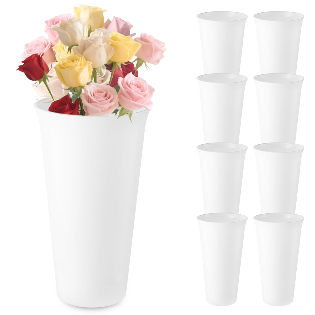 CIEOVO 8-pack round vases buckets for versatile centerpieces at events.