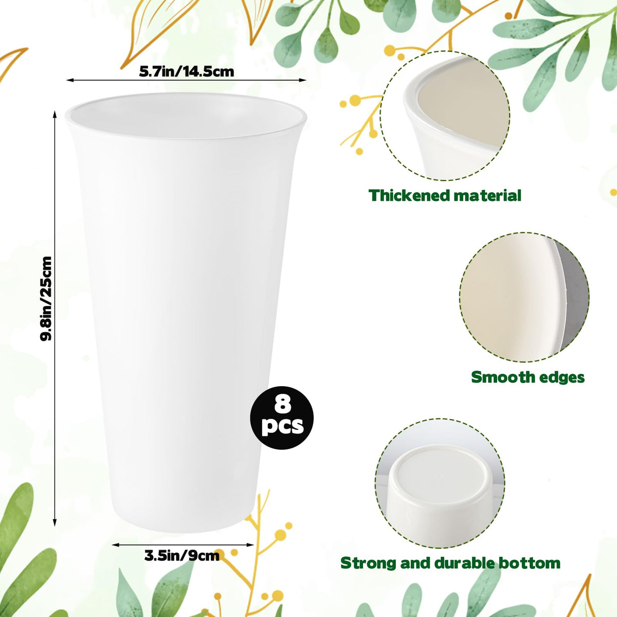 CIEOVO white round plastic vase adds sleek elegance to weddings.