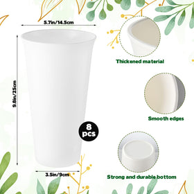 CIEOVO white round plastic vase adds sleek elegance to weddings.