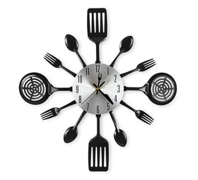 CIGERA 16-inch cutlery wall clock with fork and spoon dial for bold kitchen decor