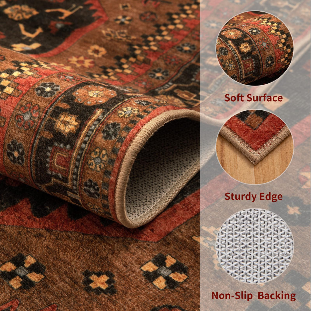 Ciicool 2x3ft red boho rug living room setup with warm accent
